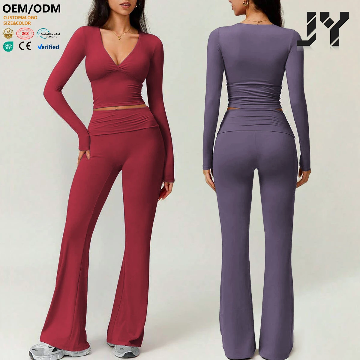 Joyyoung 2026 New Arrivals High Stretch Bestsellers V-neck Design t Shirt Long Sleeve High Quality Sportswear Women Yoga Wear