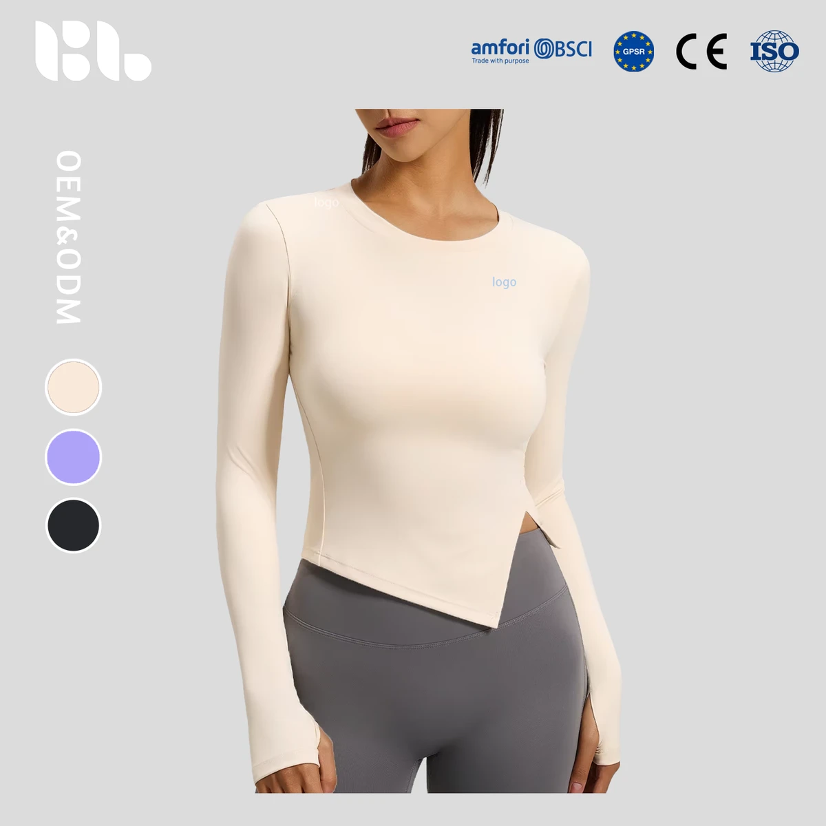 Juyitang New Tight-fitting Split Yoga Clothes Women's Spandex/Polyester Moisture-wicking Sweat-absorbing Breathable Long-sleeved