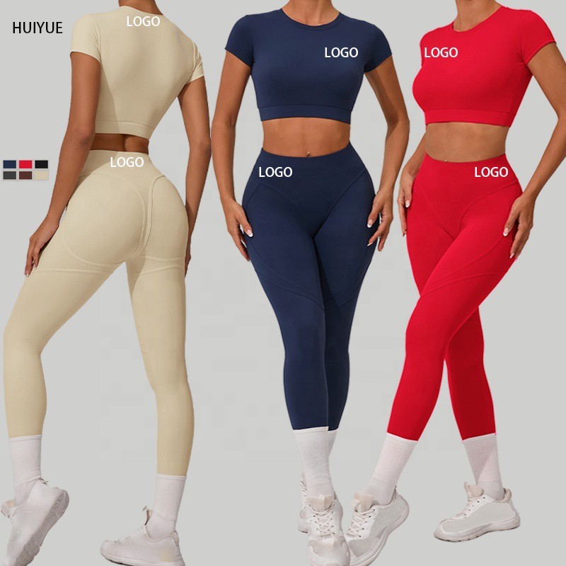 New Tight And Quick Drying Yoga Set Running Sports Short Sleeve Set Beauty Back Fitness Clothes For Women