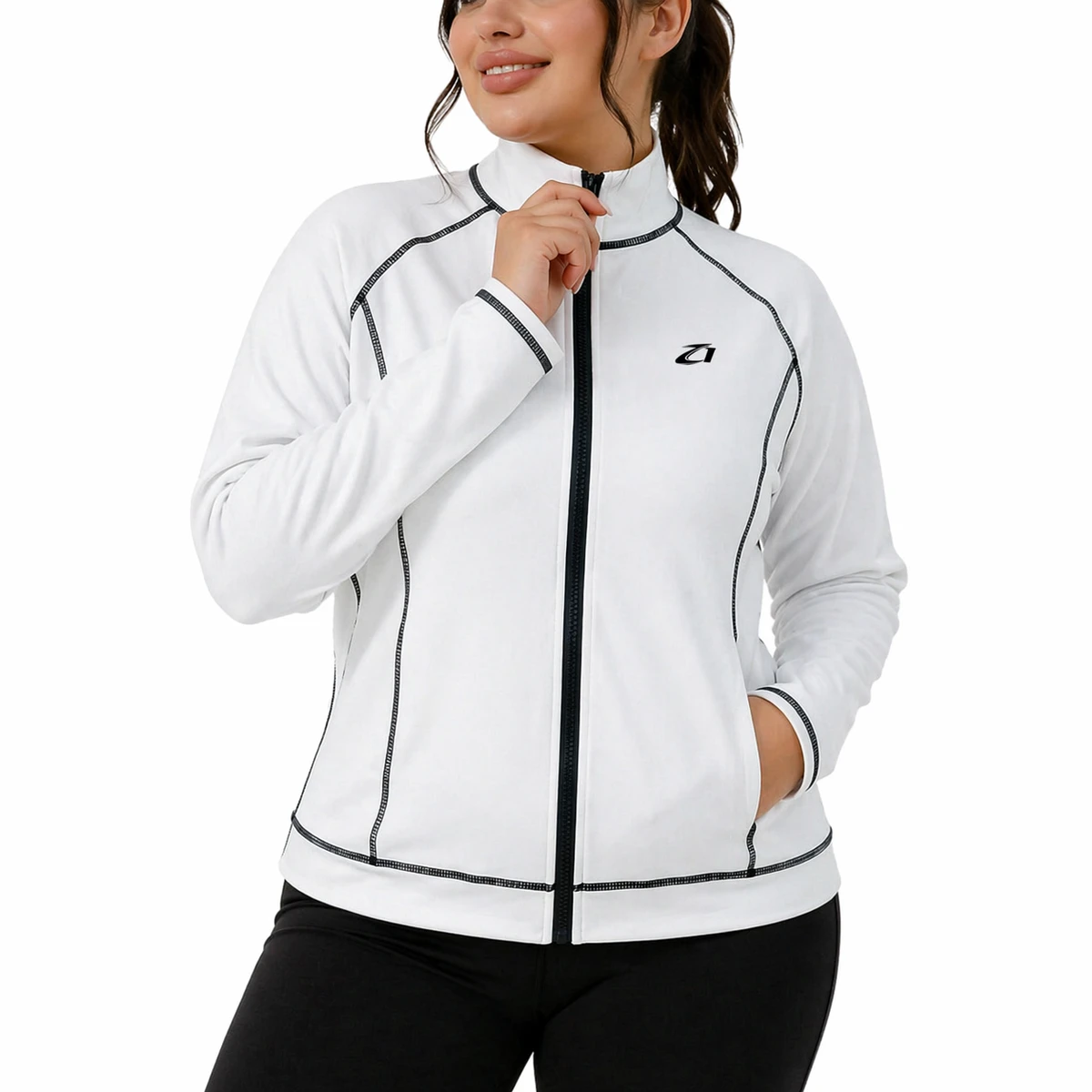 Custom Women Slim Fit Sports Windbreaker Jacket Full Zip Stretch Training Top Activewear Breathable Gym Wear OEM Private Label