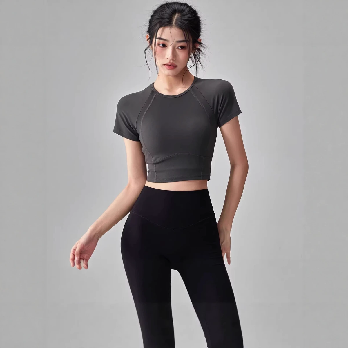 Quick-drying Breathable Seamless Spaghetti Strap Short-sleeved Yoga Suit Women's Viscose/Polyester Slim-fit Running Sports Top