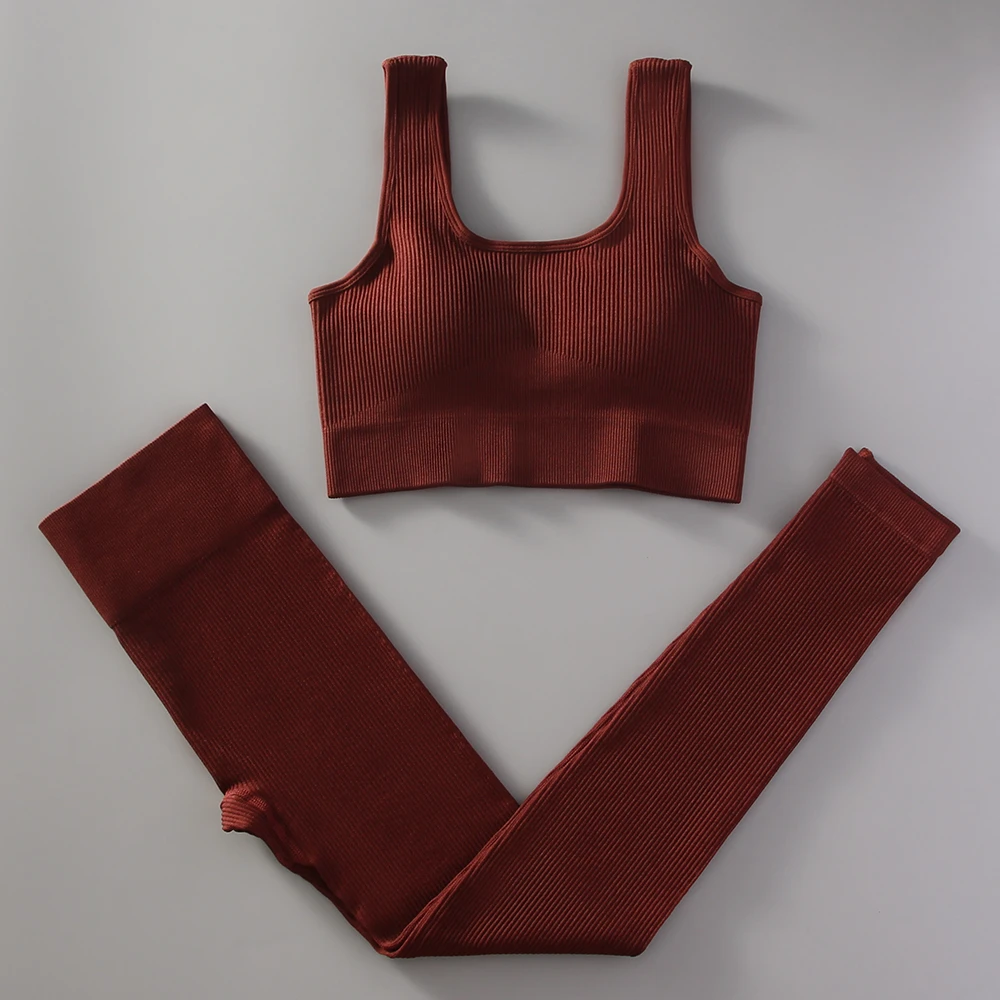 Custom High Quality Women's Yoga Sportswear Sets High Waist Elastic Closure Leggings XS-XL Sizes Solid Pattern Front Logo