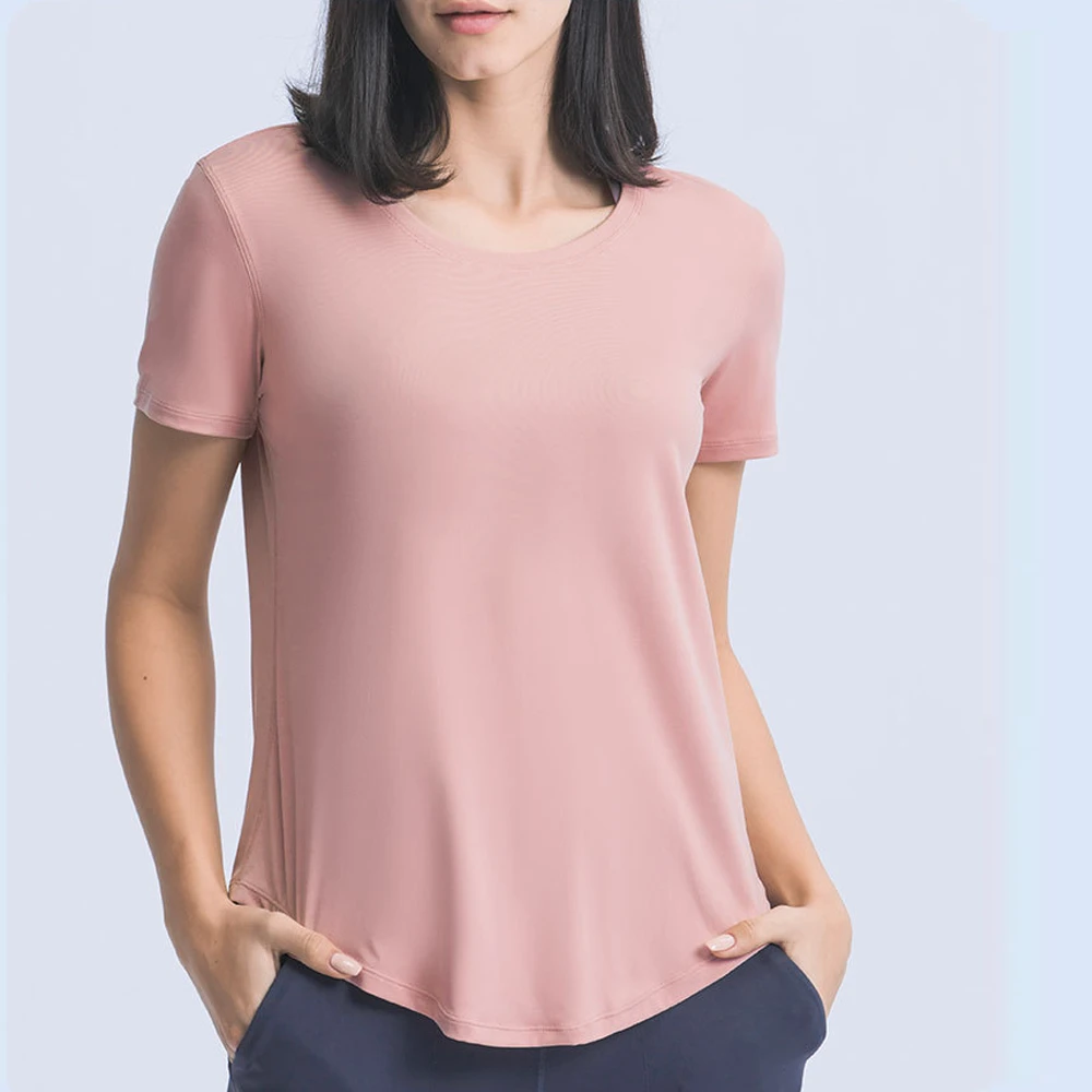 Quick Dry Short Sleeve Round Neck Yoga Sportswear Workout Gym Wear T-shirts Tops for Girls Women