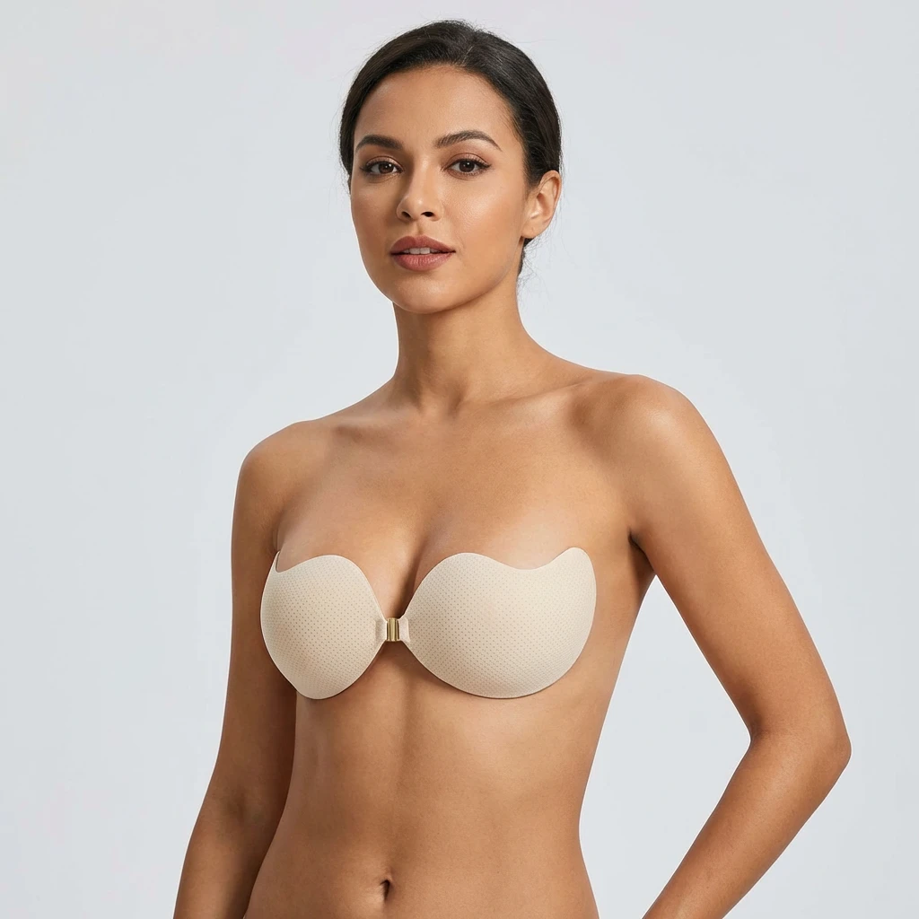 Backless Custom Sexy Breathable Fashional Washed Nude Fabric Invisible Bra Quick Dry Healthy Strapless Double Side Sticky Bra