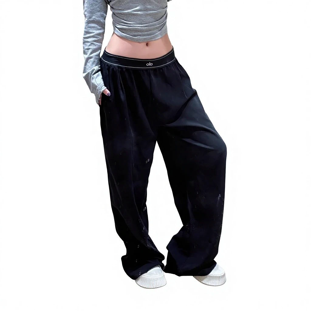 Stock Summer for Divine Loose Wide-leg Pants Elastic Waist Quick-dry Thin Casual Straight Yoga Sports Trousers