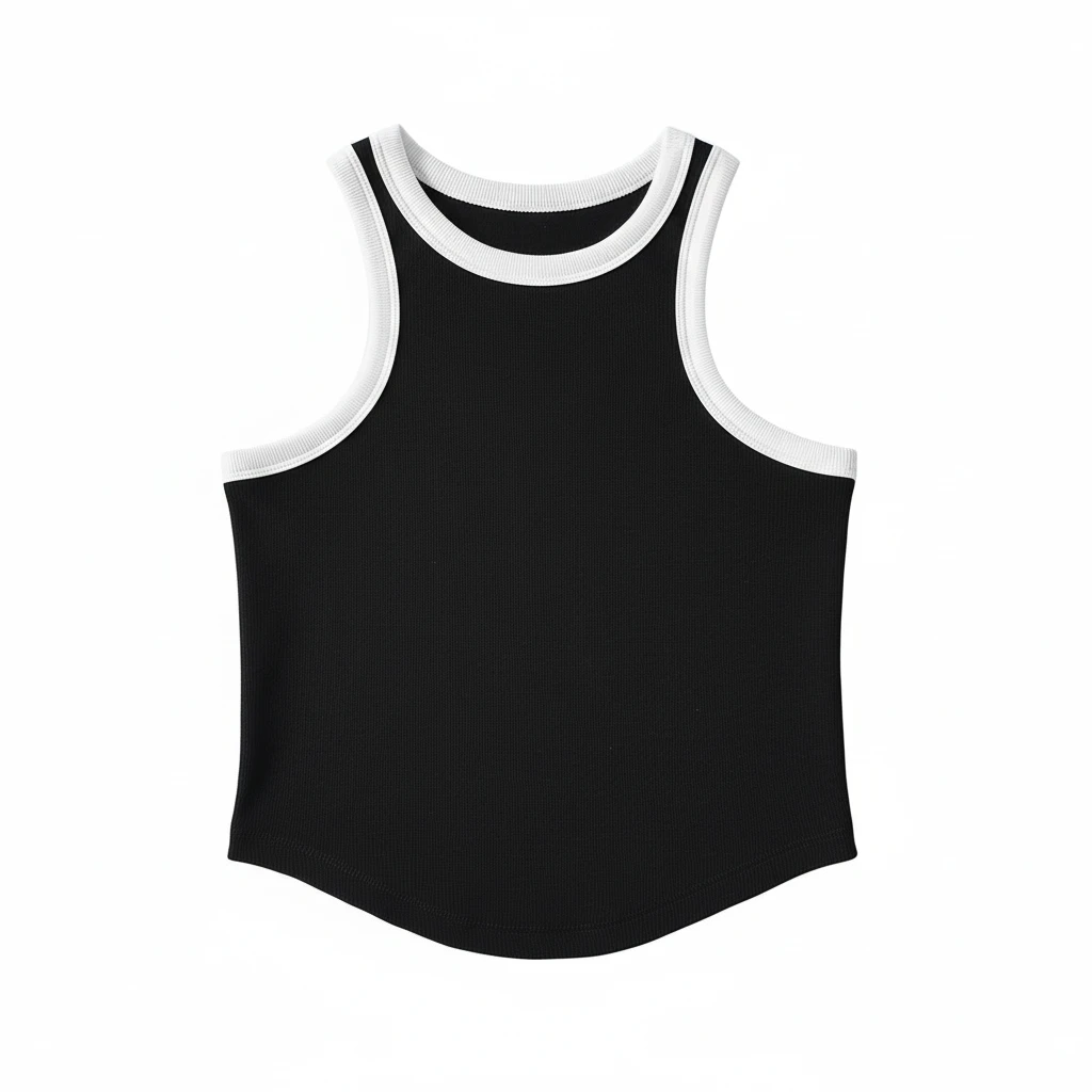 Women's Casual Sports Ribbed Tank Top Breathable Gym Yoga T-Shirt Summer Sleeveless Design Front Four-Way Stretch Eco-Friendly