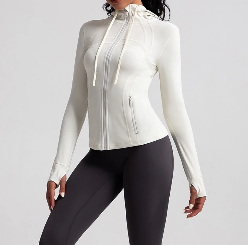 Women's Lightweight Solid Yoga Sports Top Quick-Drying Running Fitness Suit Zipper Jacket Slimming Yoga Fitness