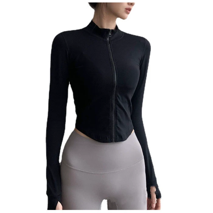 Lightweight Full Zip Women's Running Yoga Top Quick Dry Custom Long Sleeve Sportswear Shirt With Print Design Solid Style Adults