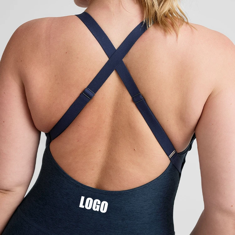 OEM Custom Manufacturers One Piece Jumpsuit Open Back Cross Strap Scrunch Butt Sports Yoga Bodysuits for Women