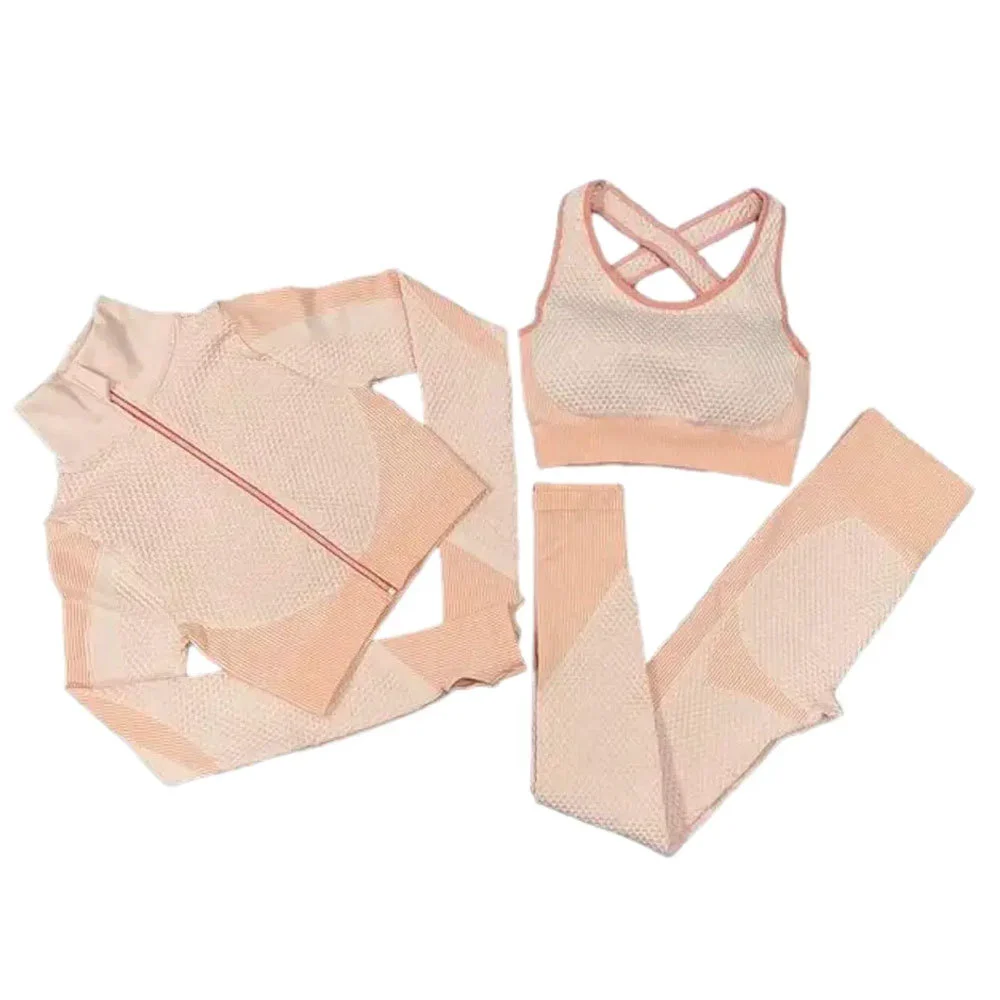 Premium Quality Hot Selling Woman Quick Dry Yoga Set OEM Service Customized 3 Piece Yoga Set