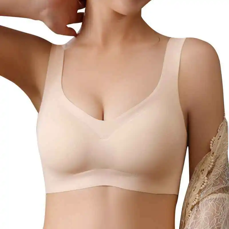 2026 New Wholesale Custom Lace Knitted Spandex/Nylon Women's Sports Bra Wire Free Breathable 3/4 Cup Backless Back Closure