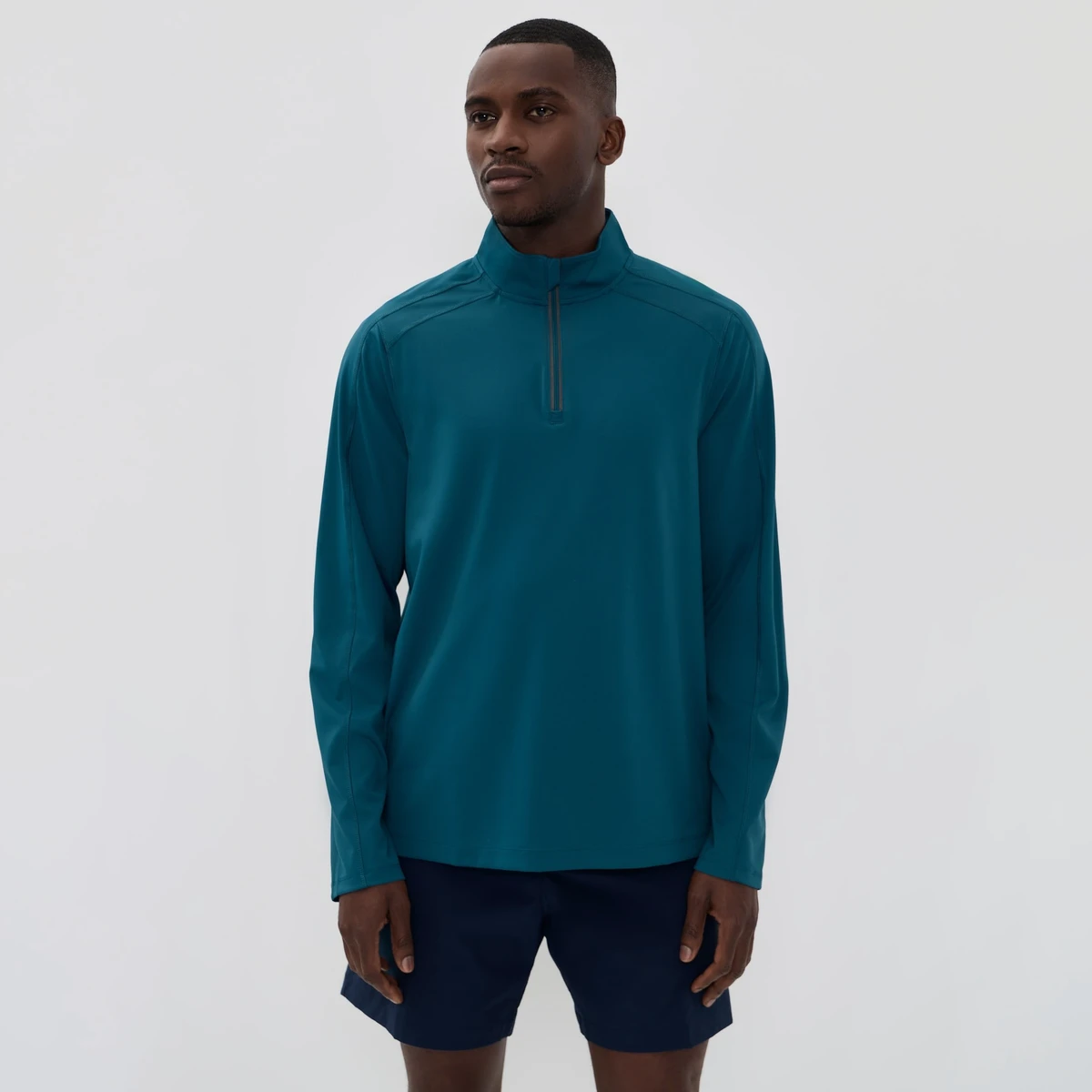 Reflective Piping Edging Custom Long Raglan Sleeve Lightweight Stretch Mock Neck Activewear Jersey Nylon Elastane Gym T Shirts