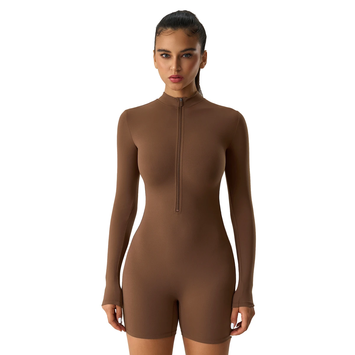 Long-sleeved Zipper Yoga Lightweight Sweat-Wicking Breathable Jump Suit Sexy Sports