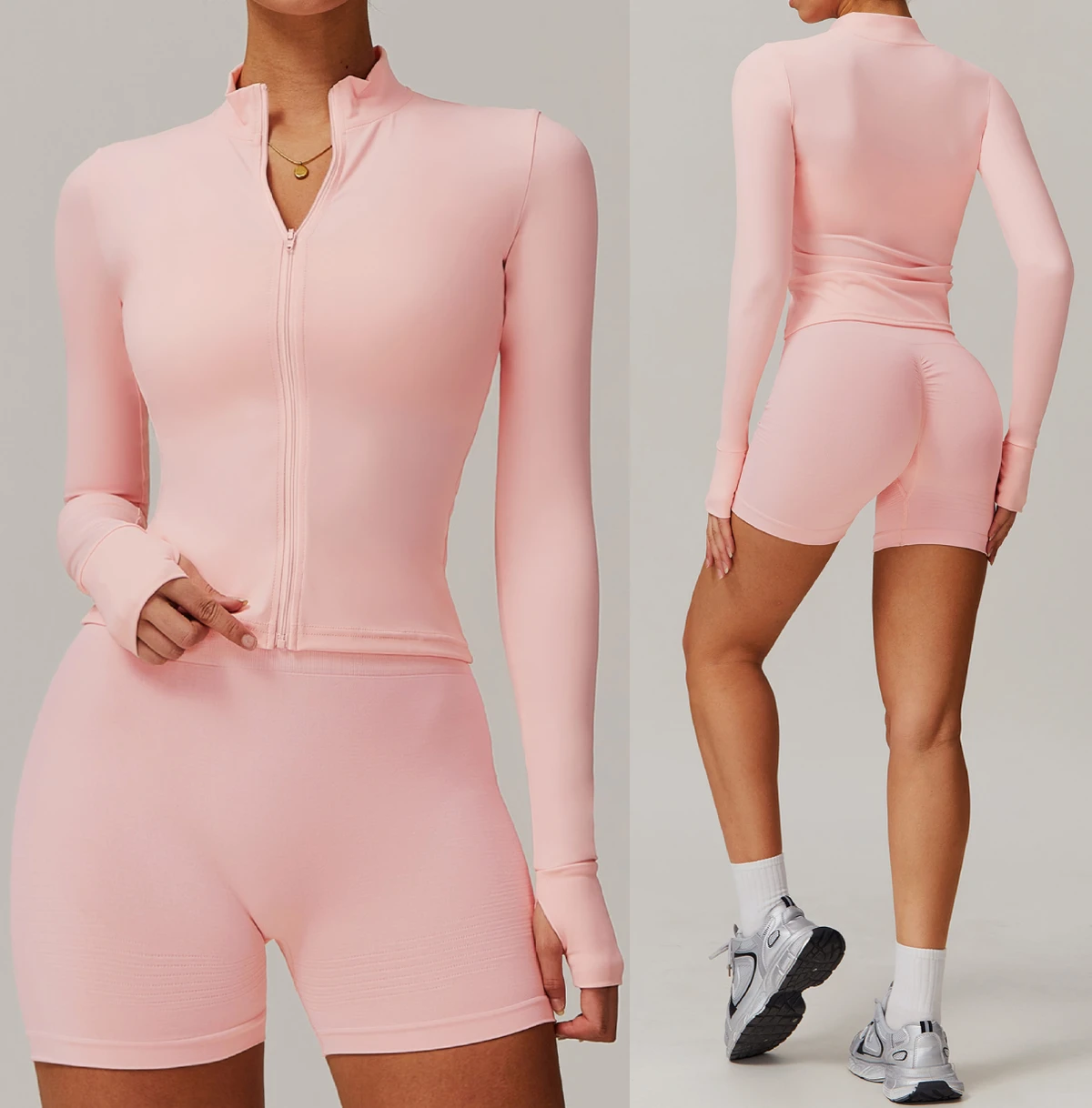 Custom logo Zipper Tight Running Sports Tops Workout Fitness Jacket Training Quick-drying Long-sleeved Yoga Clothes for Women