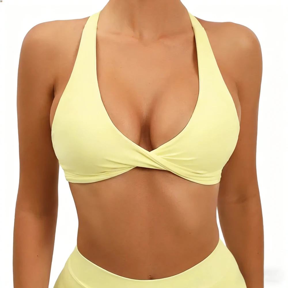 Women's Lightweight Breathable Yoga Bra Quick Dry Compression Sports Bra with Soft Twist Design