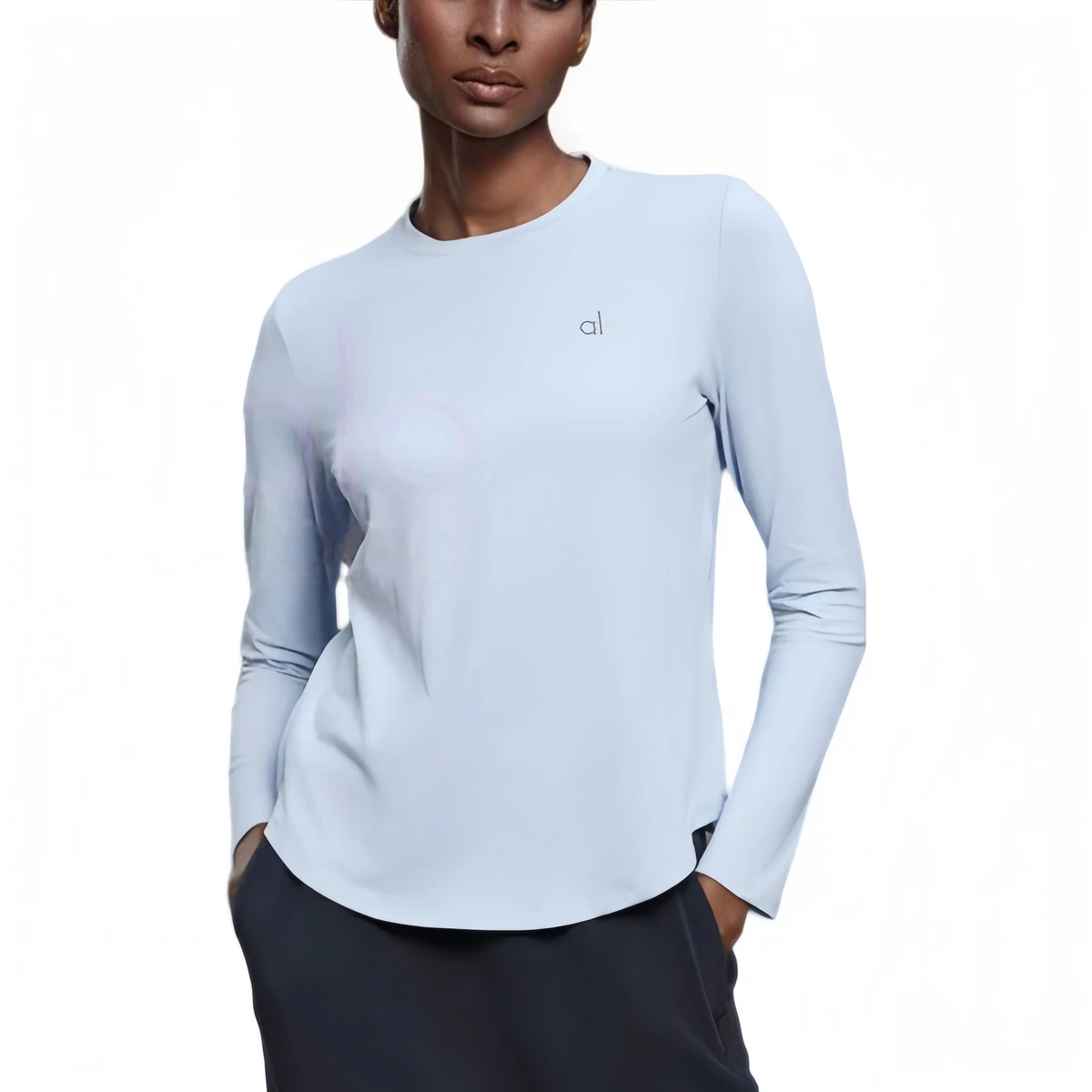 Luxury Brand Customized AIL Women's Autumn and Winter Round Neck Solid Color Elastic Long Sleeved Top Yoga Fitness Sportswear