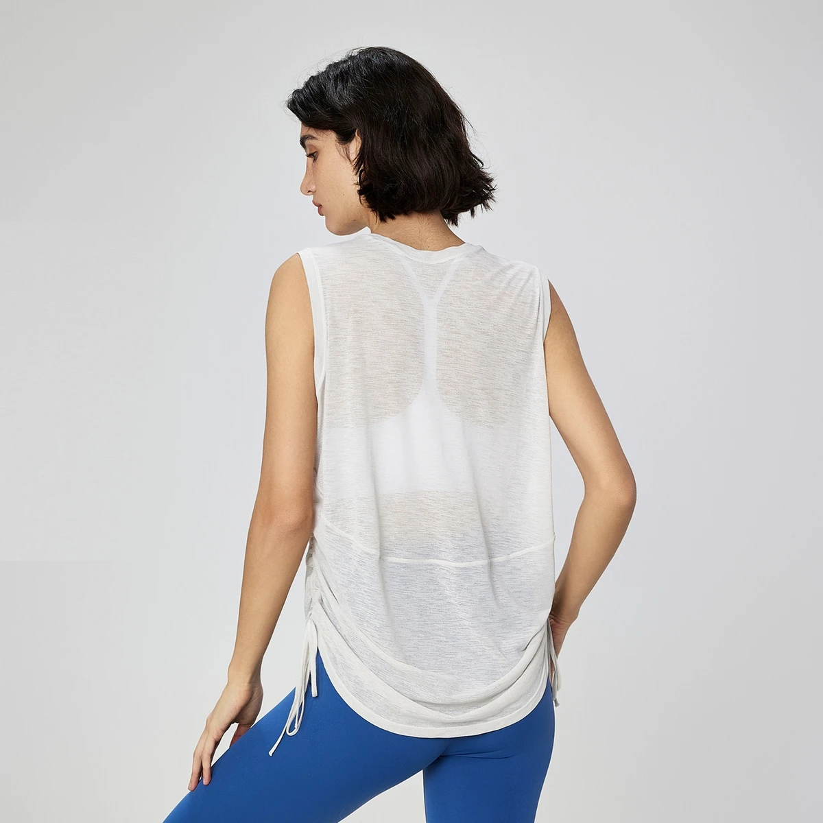 Solid Color Round Neck Top Round Neck Blouses Adjustable Tether Gym Short Shirt Fitness Women's Sports Yoga Vest