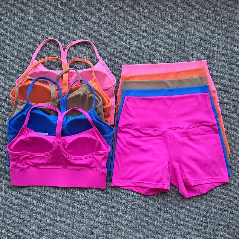 Yoga Shorts Set Women Breathable Lightweight 2-Piece Elastic Waist Sports Fitness Clothing Wholesale Athletic Set