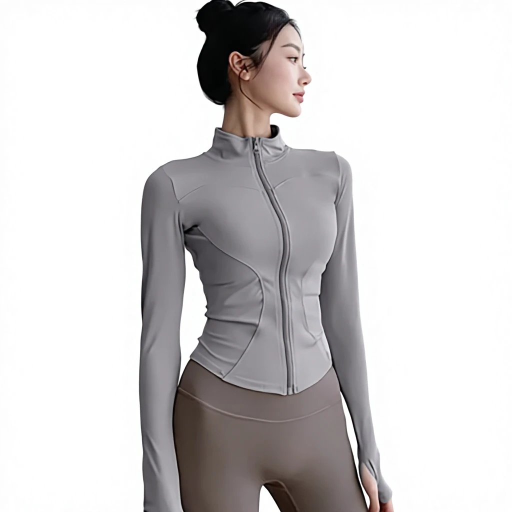 Women's New Solid Color Long Sleeve Sunscreen Quick-drying Tight-fitting Yoga Suit Fitness Outdoor Breathable High Elastic