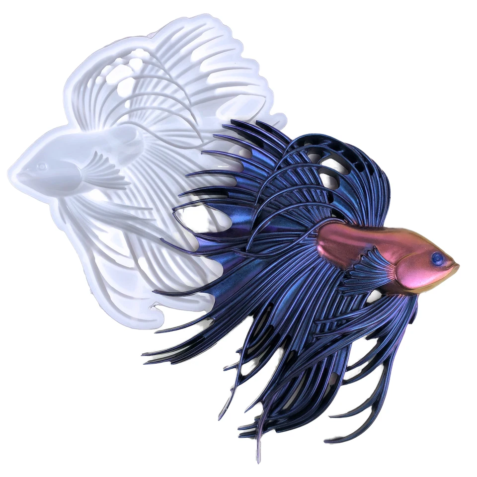 3D Large Animal Betta Silicone Mold DIY Living Room Wall Sticker Resin Crafts Ornaments Home Decoration