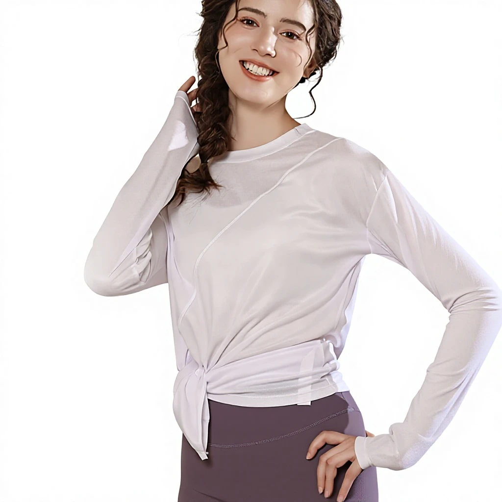 Womens Winter Loose-Fit Sports Top Long-Sleeve Fitness Training Set Pilates & Yoga Wear Breathable Quick-Dry T-Shirt