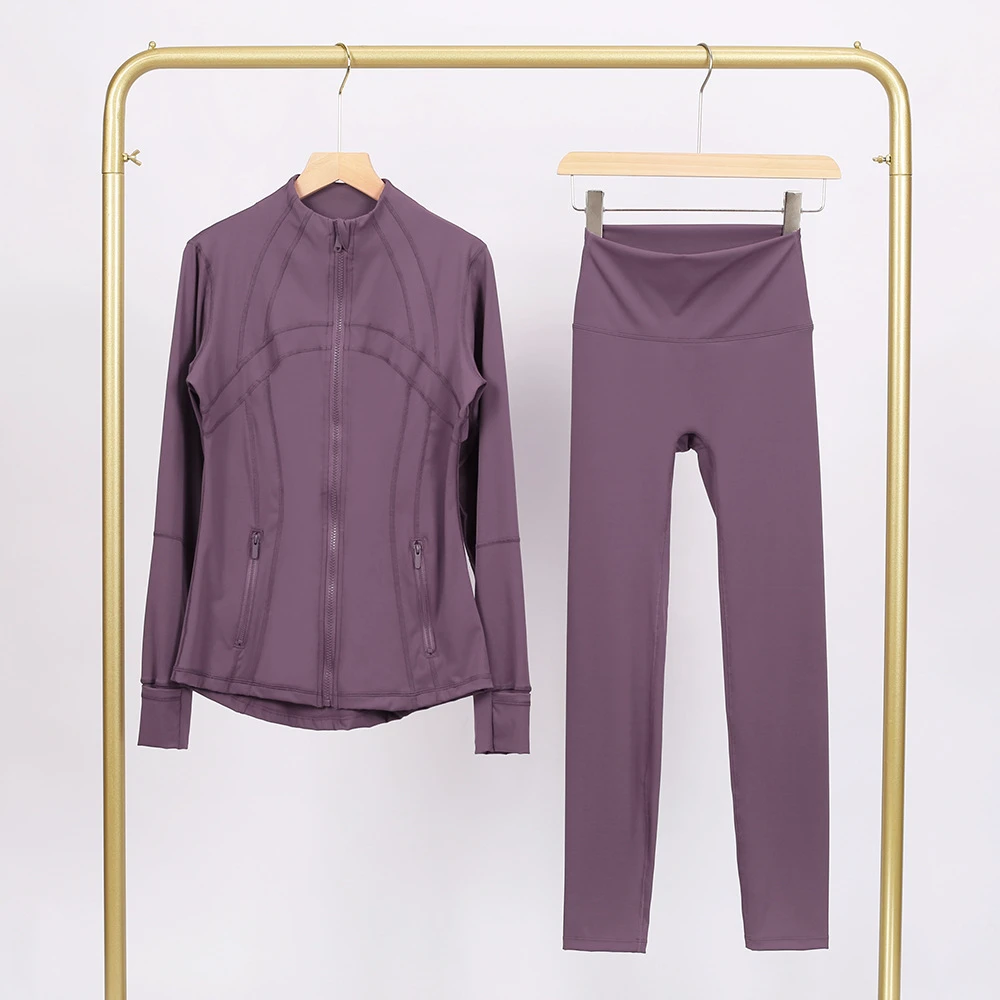 Wholesale High-quality Stand-up Collar Jacket Yoga Sets, Outdoor Sports Yoga Sets