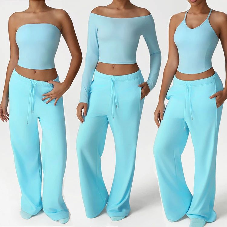 2025 New Ladies Yoga Bra Vest Leisure Set Women's Yoga Gym Set Leisure Fitness Set Sports Pants Quick Dry Long Sleeved Shirt Top