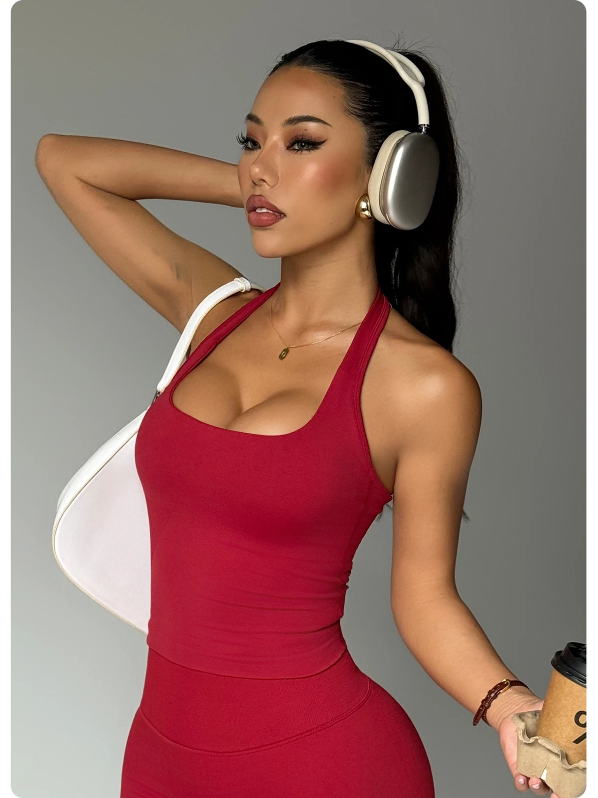 Women's Seamless Solid Color Spandex/Nylon Tank Top with Halter & Lace-Up Back for Yoga and Running