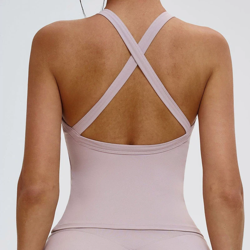 Soild Cross Stapys Yoga Vest Sport Running Loose Fitting Deportivo Fitness Mujer High Impact Athletic Top for Women Gym