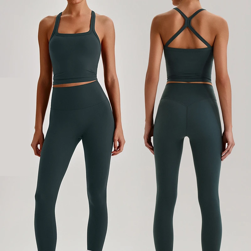 Four-Way Stretch Breathable Compression Sports Bra and Yoga Leggings Bra Set Plus Size Fitness Sets Women