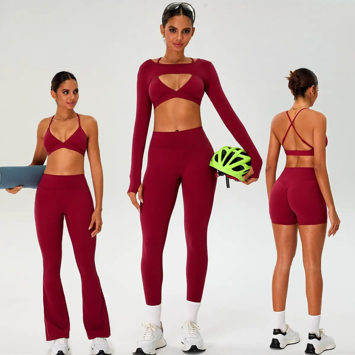 2025 Brushed High Waist Tummy Control 2 Piece Women Slim Fit Quick Dry Outdoor Running Fitness Workout Yoga Set