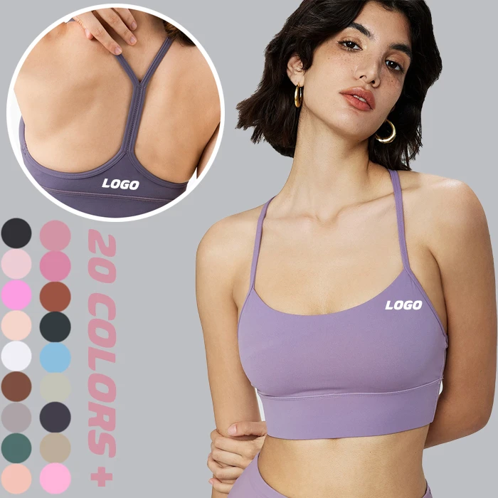 28colors Removable Padded Girls Sports Bra Y Back Yoga Bra U Neck Sports Bras