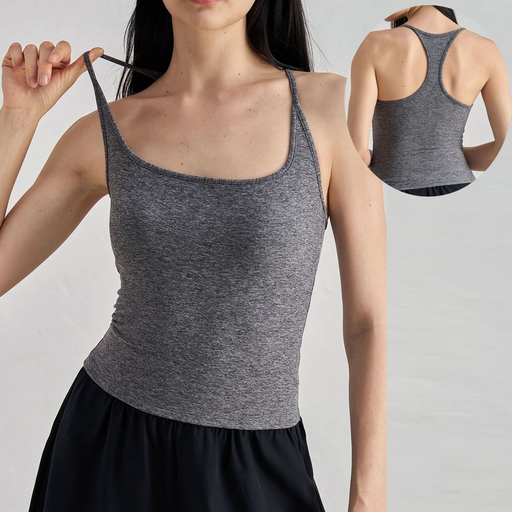 Women's New Great Quality Padded High Impact Racer Back Yoga Gym Cute Workout Push up Fixed Pad Sports Bra Top Fitness Tank Tops