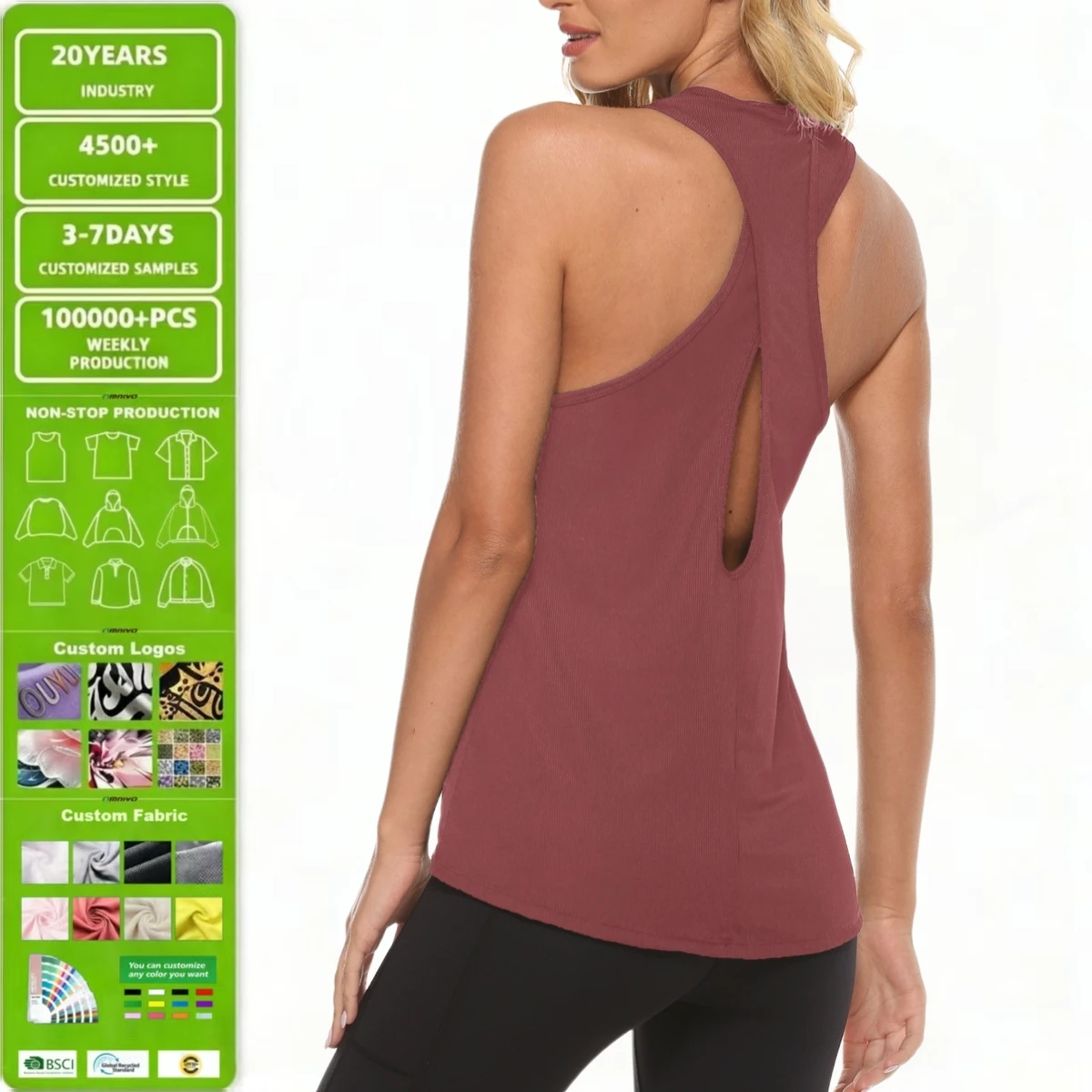Oem Custom Women's Quick Dry Gym Sportswear Yoga Tank Tops Shirt for Workout Fitness Workout Apparel 95% Polyester 5% Spandex