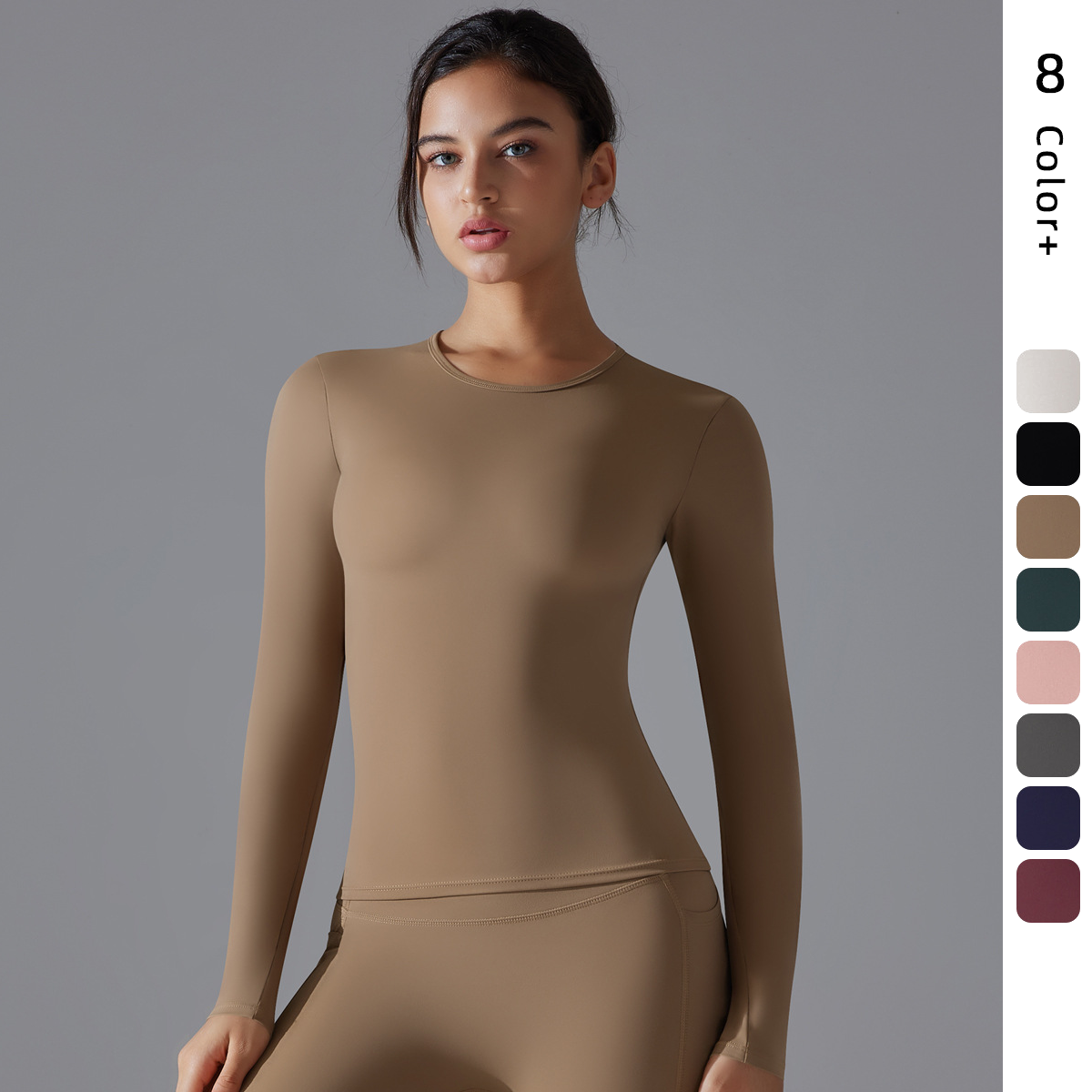 Breathable Four-Way Stretch Quick Dry High Compression Workout Active Wear for Women Long Sleeved Yoga Top