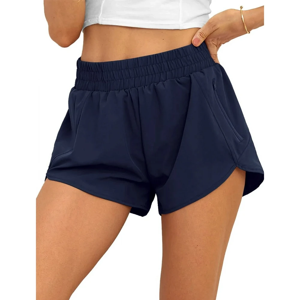 Women's High Waist Breathable Gym Two-Piece Set Workout Sports Shorts and Jacket with Custom Logo Printing Yoga Wear Hot Shorts