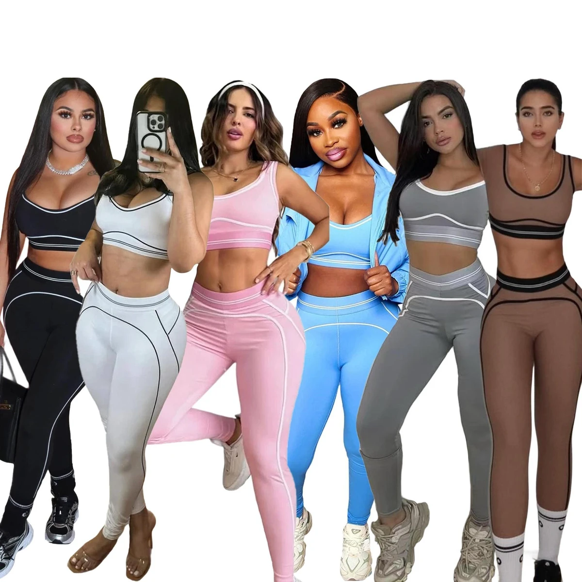 Fashion Sleeveless Sports Vest High Waist Hip Belly Fitness Yoga Suit Breathable 2 Piece Set