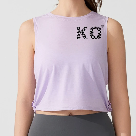 Custom Logo Women Sleeveless Yoga Top Cropped Tank Loose Fit Side Ruched Gym Training Top OEM ODM