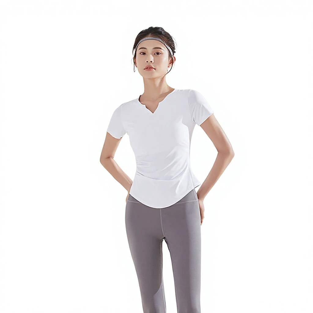 New Slim Yoga T-shirt Nine Quarter Sleeve for Slim Fit for Solid Quick Dry Breathable Pilates Morning Run Sports Fitness