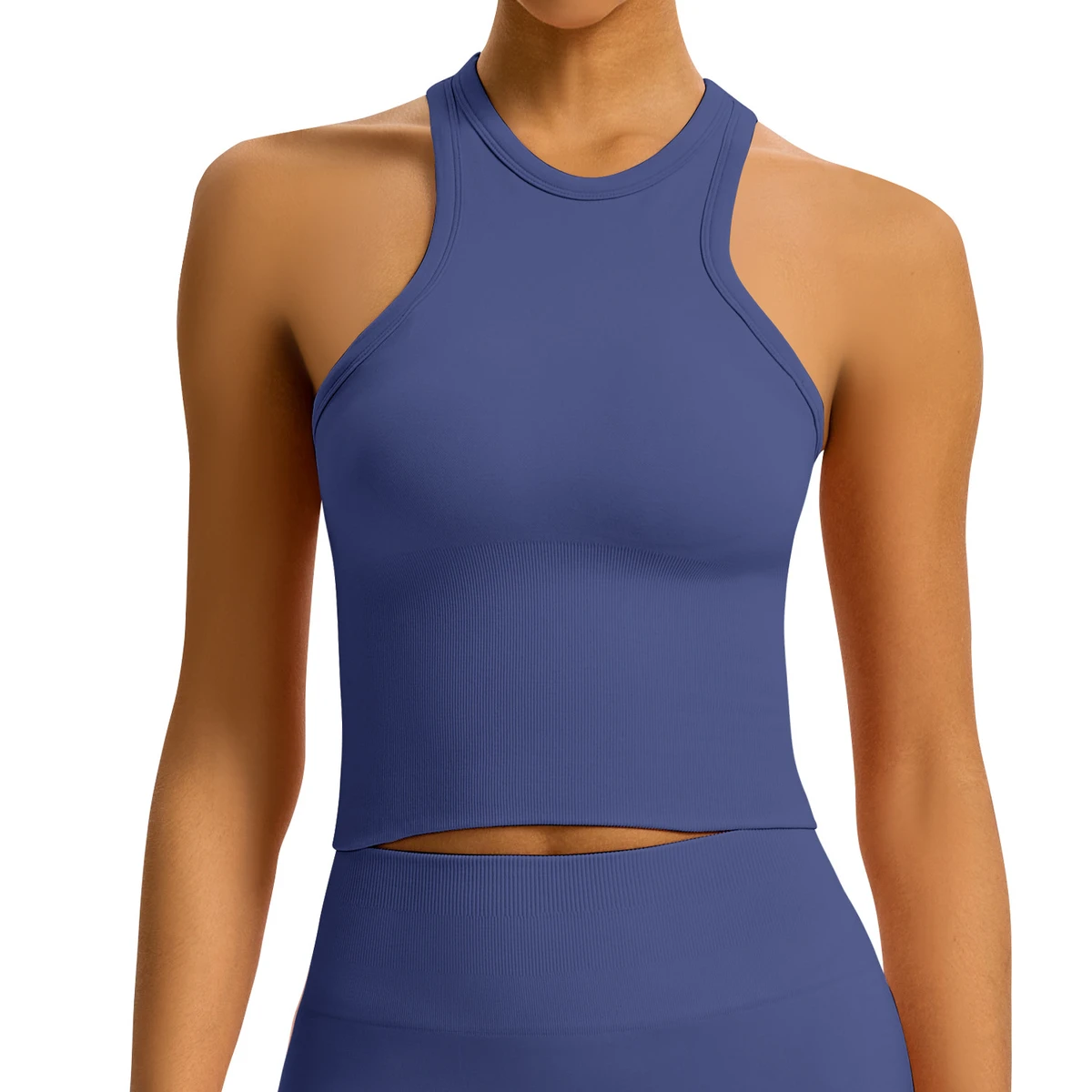 Cross-border Seamless Tight Spandex/Nylon Solid Jumpsuit Yoga Vest Women's Outdoor Fitness Top Wear Sports Yoga Clothes