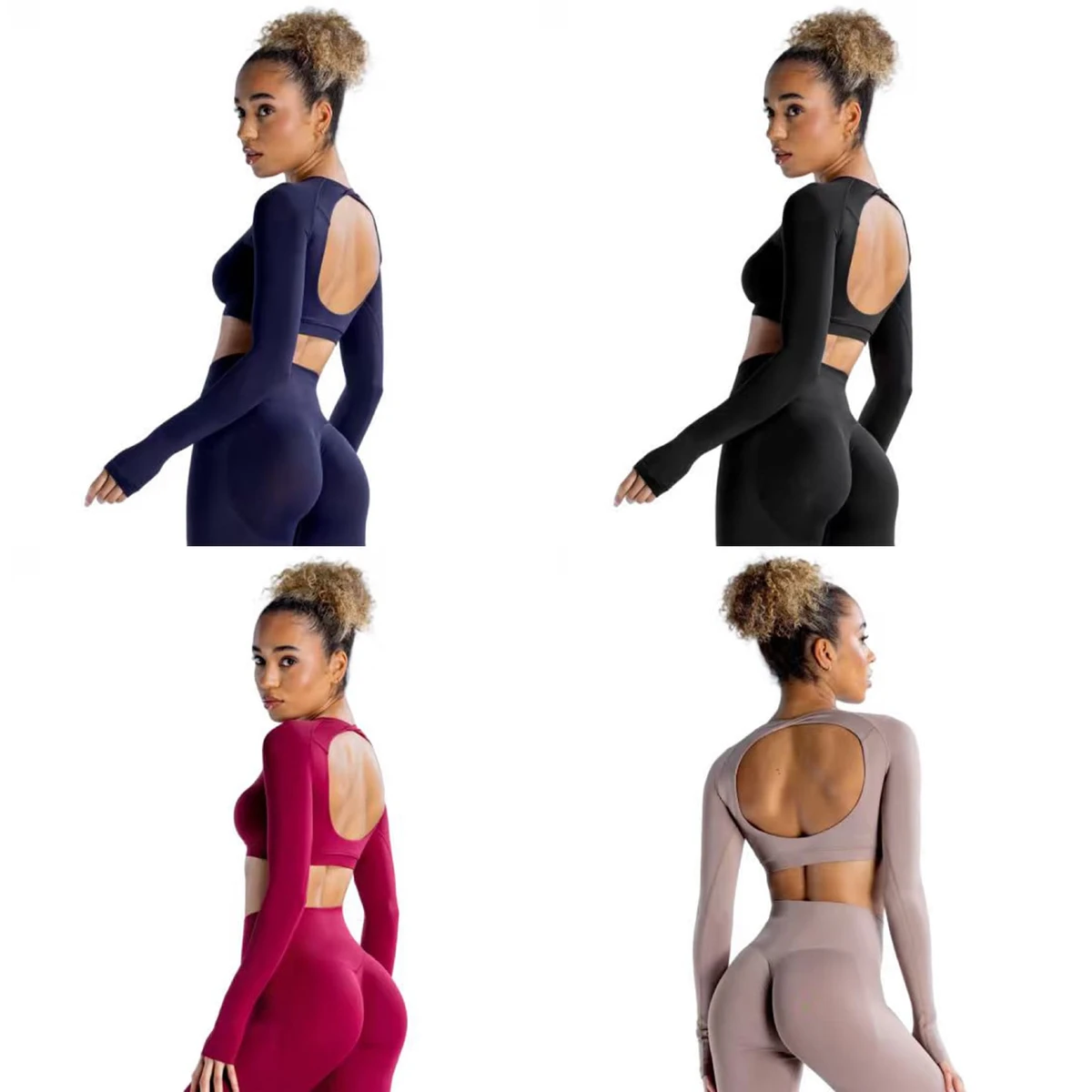 New Style Solid Print Hollow Out Elastic Waist Yoga Wear Sets High Quality Quick Dry Spandex/Nylon 2-Piece Active Wear for Women