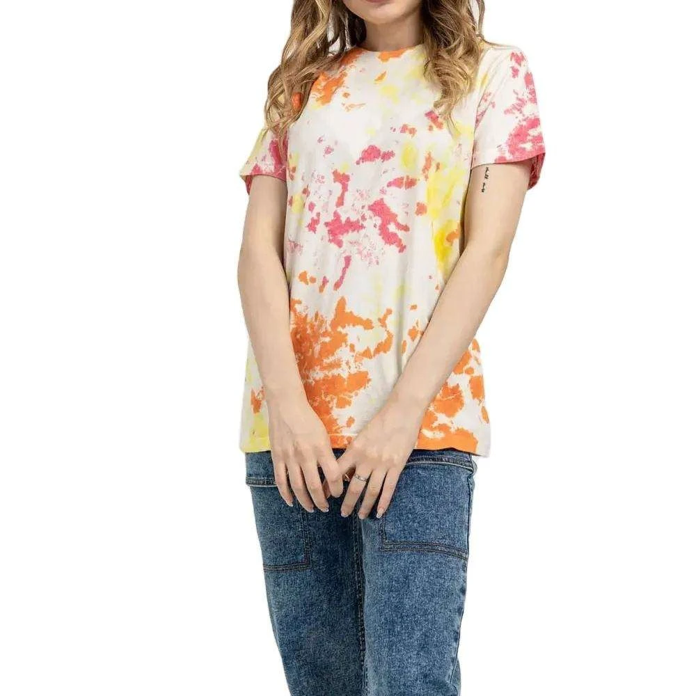 High Quality Custom Women's Tie Dye T Shirt Summer Short Sleeve Casual O-Neck Tops Printed Pattern Loose Fit Ladies Shirts