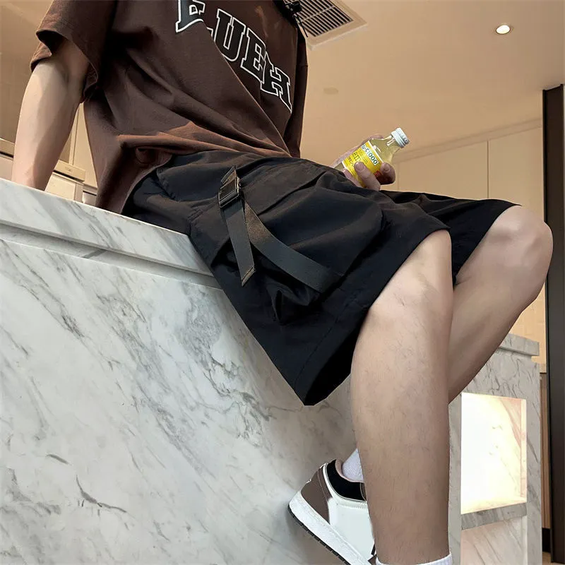 2024 Men's Cotton Nylon Custom Logo Breathable 6-Pocket Drawstring Casual Summer Fitness Sports Shorts Elastic Waist Knitted