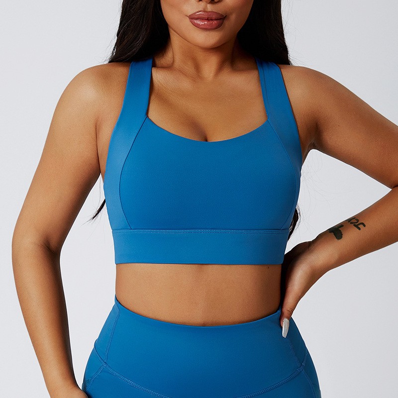 Women's High-Strength Breathable Shockproof Yoga Sports Bra with Removable Pads Square Neck Spandex/Nylon Material for Running