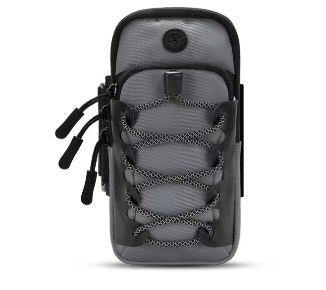 Water Resistant Polyester Hiking Running Sports Wrist Arm Bag Drawstring Fitness Adjustable Strap Wristband Phone Pouch Case