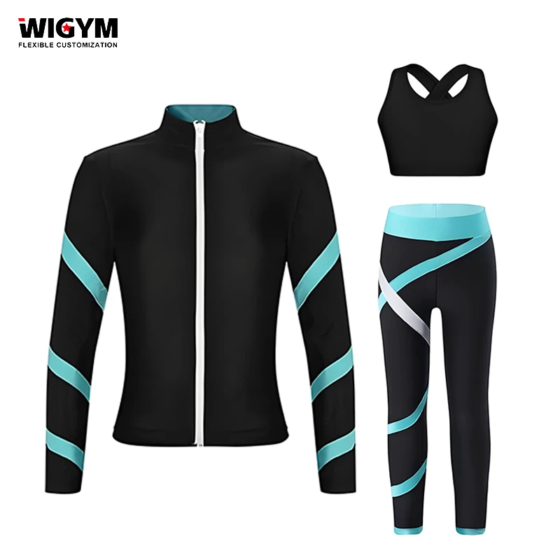 Breathable Girls' Teenagers Cheer Warm-up Tracksuits Sets-Spandex/Cotton Customized Color Logo Digital Print 240g Fabric OEM