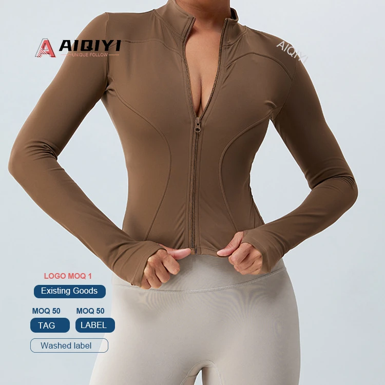 TM0148 Autumn and Winter Warm Velvet Long Sleeve Yoga Coat Women Outdoor Sports Zipper Yoga Wear Slimming Fitness Top
