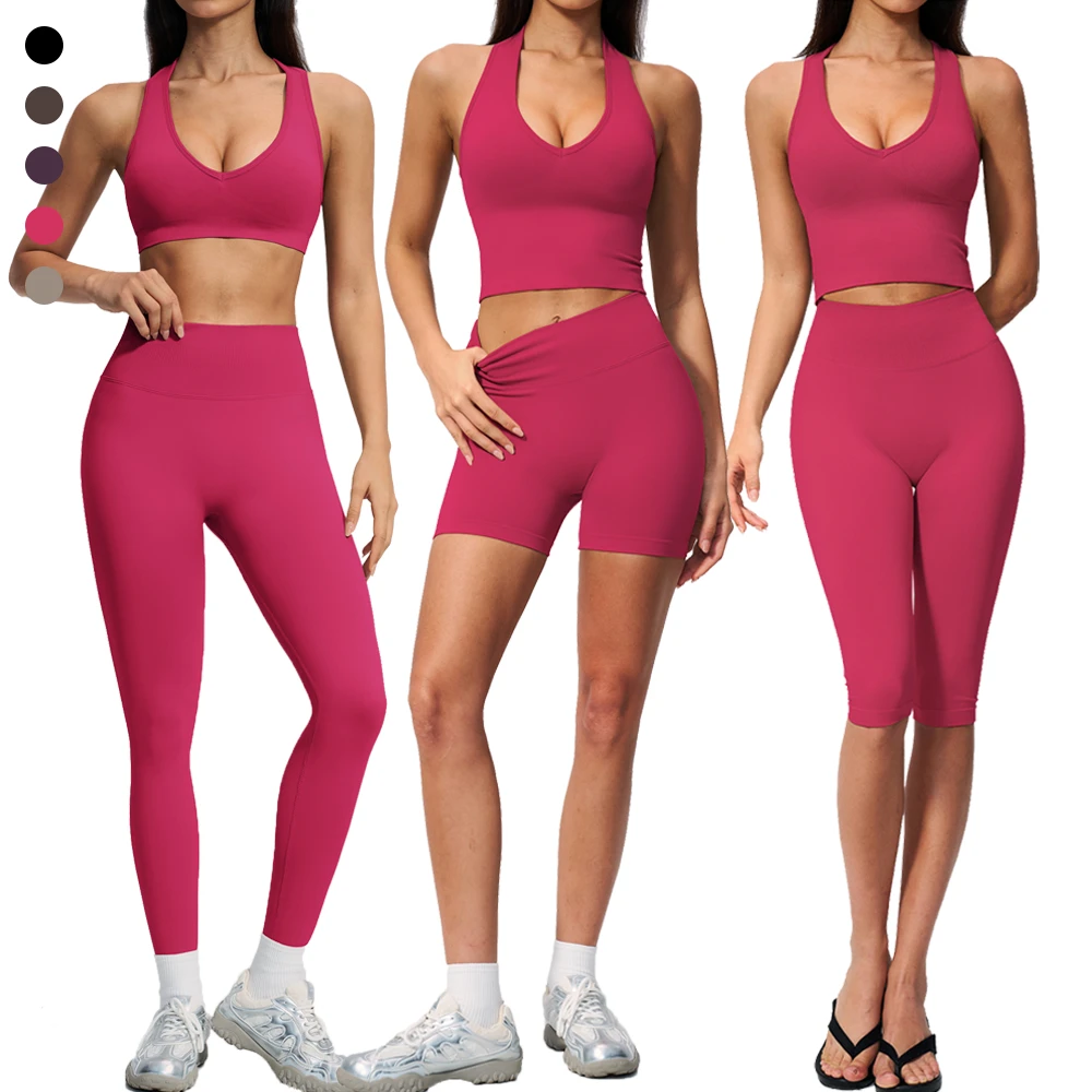 Seamless Capri Leggings Children's Leggings Women's High Waist Shorts Bra for Women Sports Hooded tank Top Men Gym Clothes