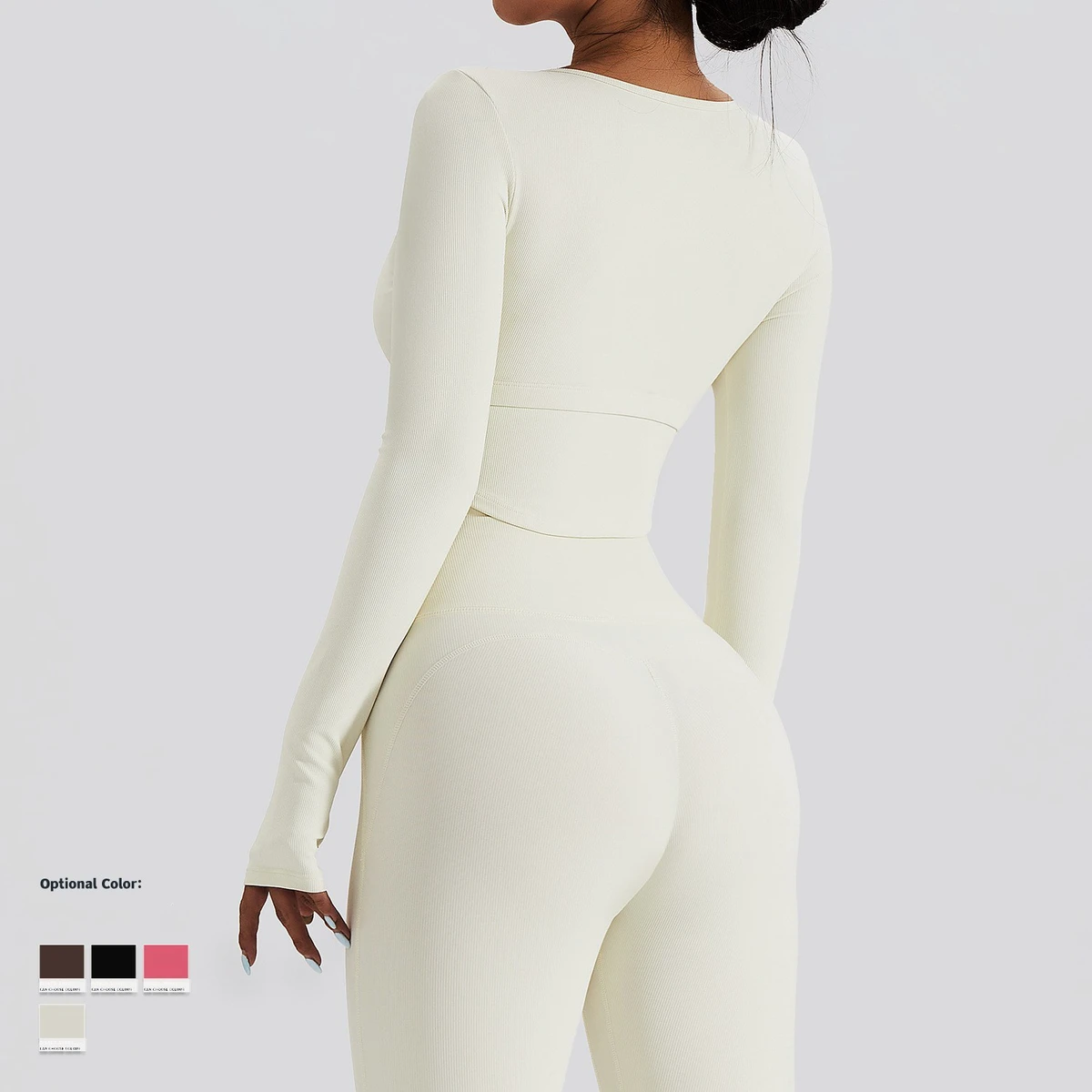 Wholesale 2022 New Ribbed Sportswear Gym Clothing Tights Elastic Yoga T-shirt Women Long Sleeve Yoga Top