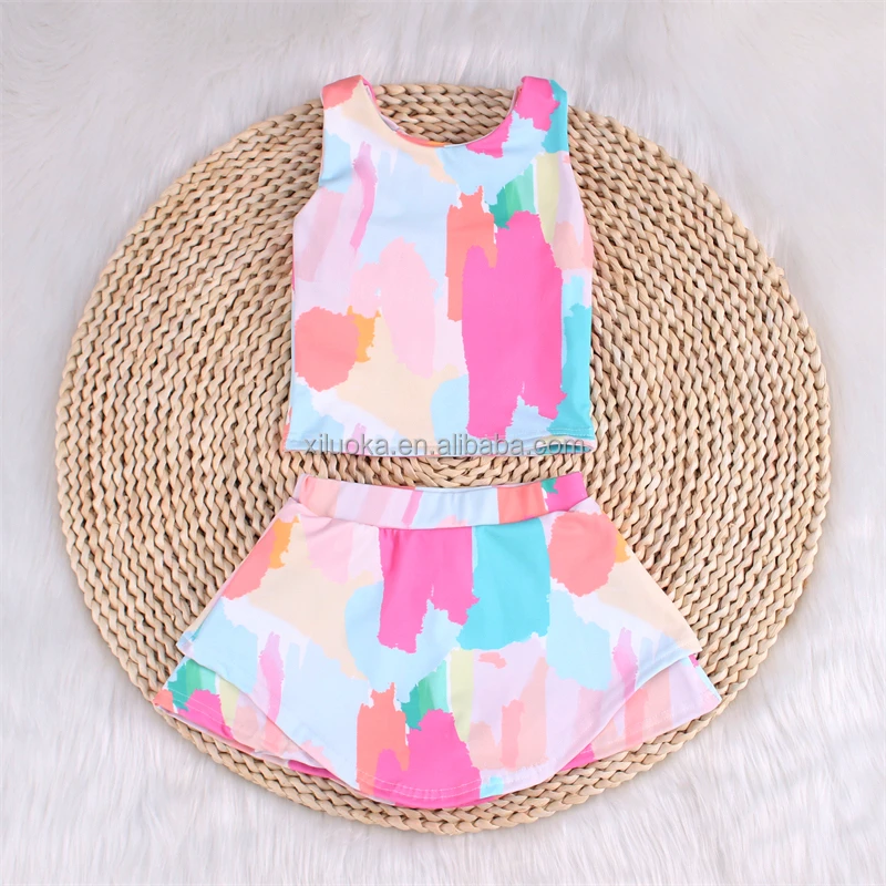 Customization Baby Girl Summer Exercise Running Sets Casual Athletic Biker Gym Yoga Shorts Sweat Tennis Skirt Set